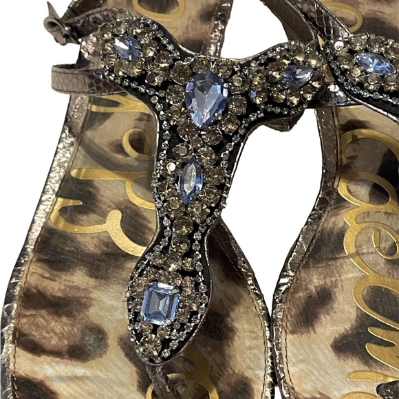 Sam Edelman, Women’s Ross Pewter embellished, Snake Print Sandals, size 10 - Picture 3 of 6